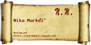 Nika Markó névjegykártya